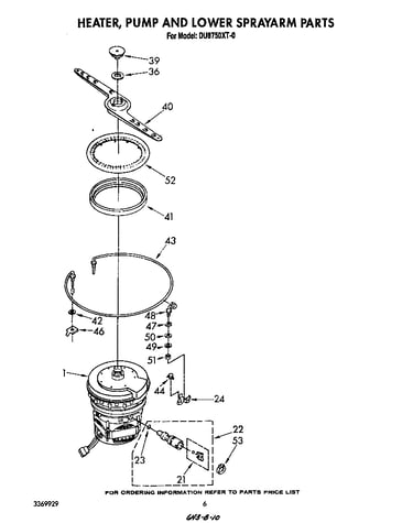 Heater, pump, and lower sprayarm