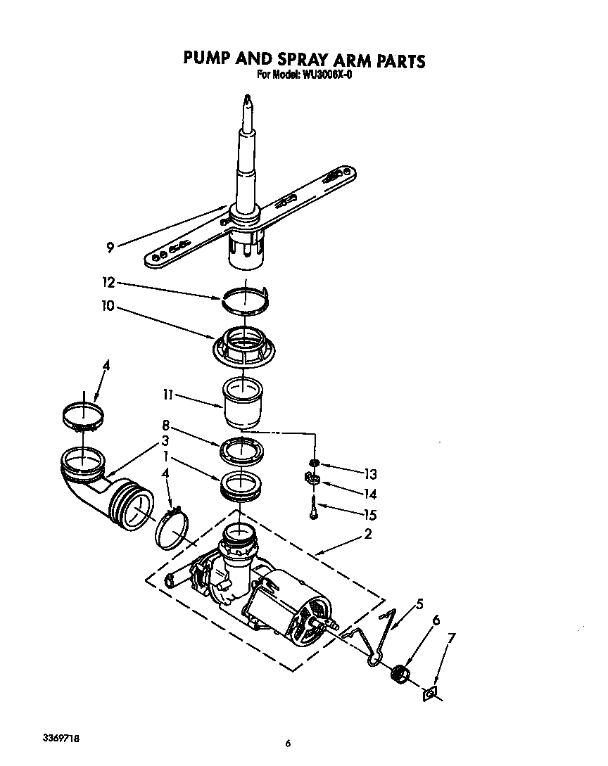 Pump and spray arm