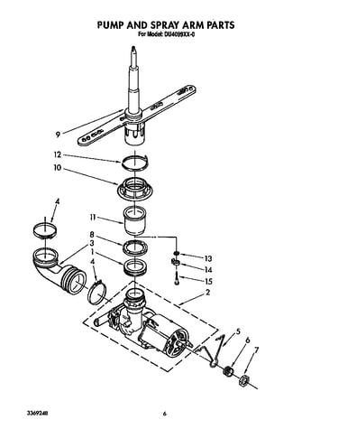 Pump and spray arm parts