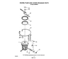Whirlpool DU9000XR6 heater, pump and lower spray arm diagram