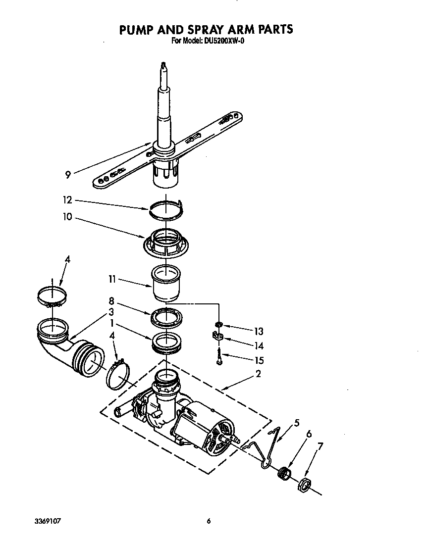 Pump and spray arm
