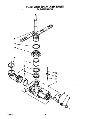Pump and spray arm