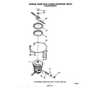 Whirlpool GDU4050XPW3 heater, pump and lower spray arm diagram