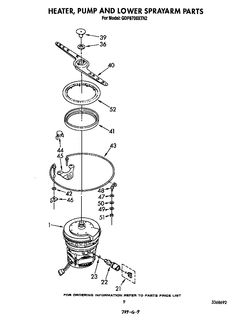 Heater, pump and lower sprayarm