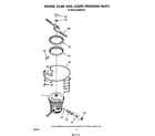 Whirlpool DU6000XR4 heater, pump and lower spray arm diagram