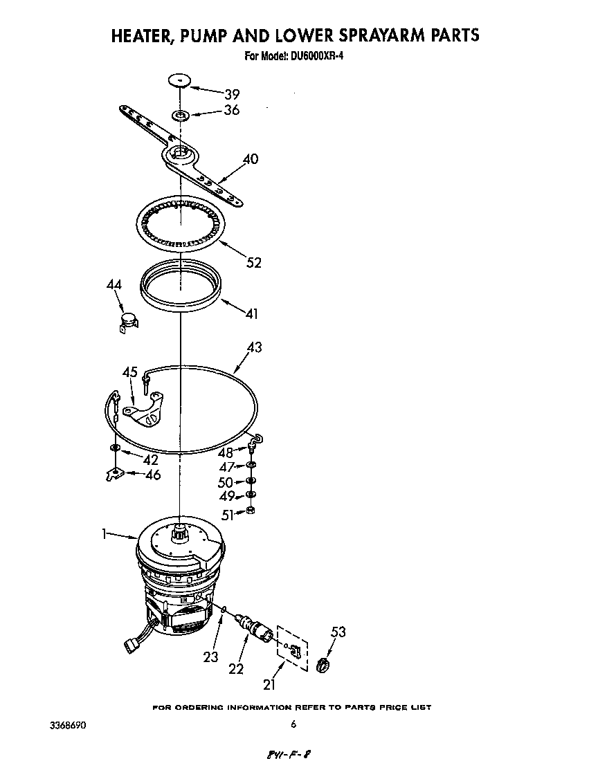 Heater, pump and lower spray arm