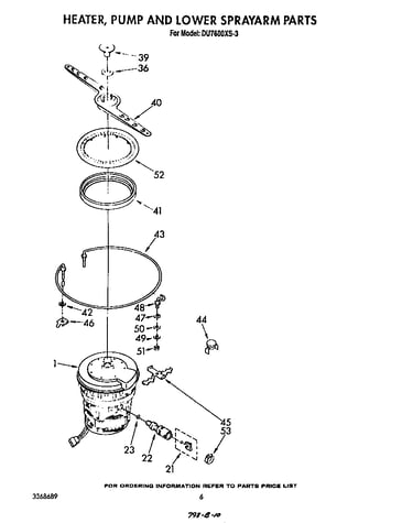 Heater, pump, and lower spray arm