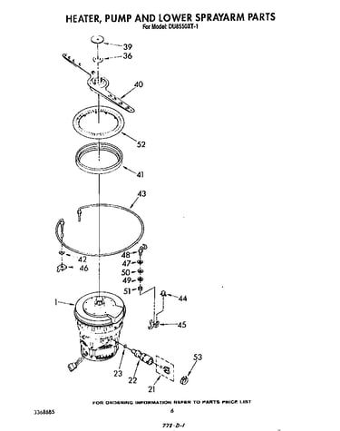 Heater, pump and lower spray arm