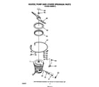 Whirlpool DU8900XT3 heater, pump and lower spray arm diagram