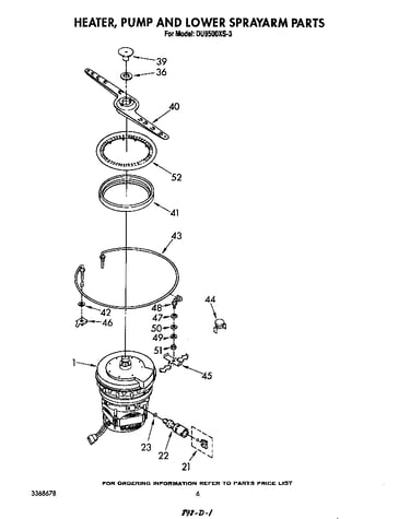 Heater, pump and lower spray arm