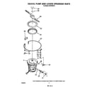Whirlpool DU9700XR6 heater, pump, and lower spray arm diagram