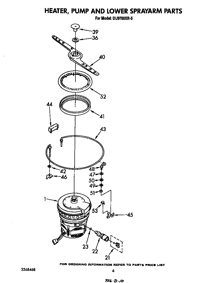 Heater, pump and lower spray arm