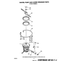 Whirlpool DU9000XR3 heater, pump and lower spray arm diagram