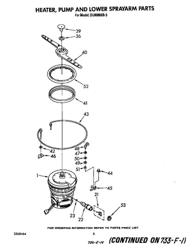 Heater, pump and lower spray arm