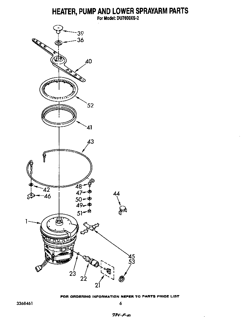 Heater, pump and lower sprayarm