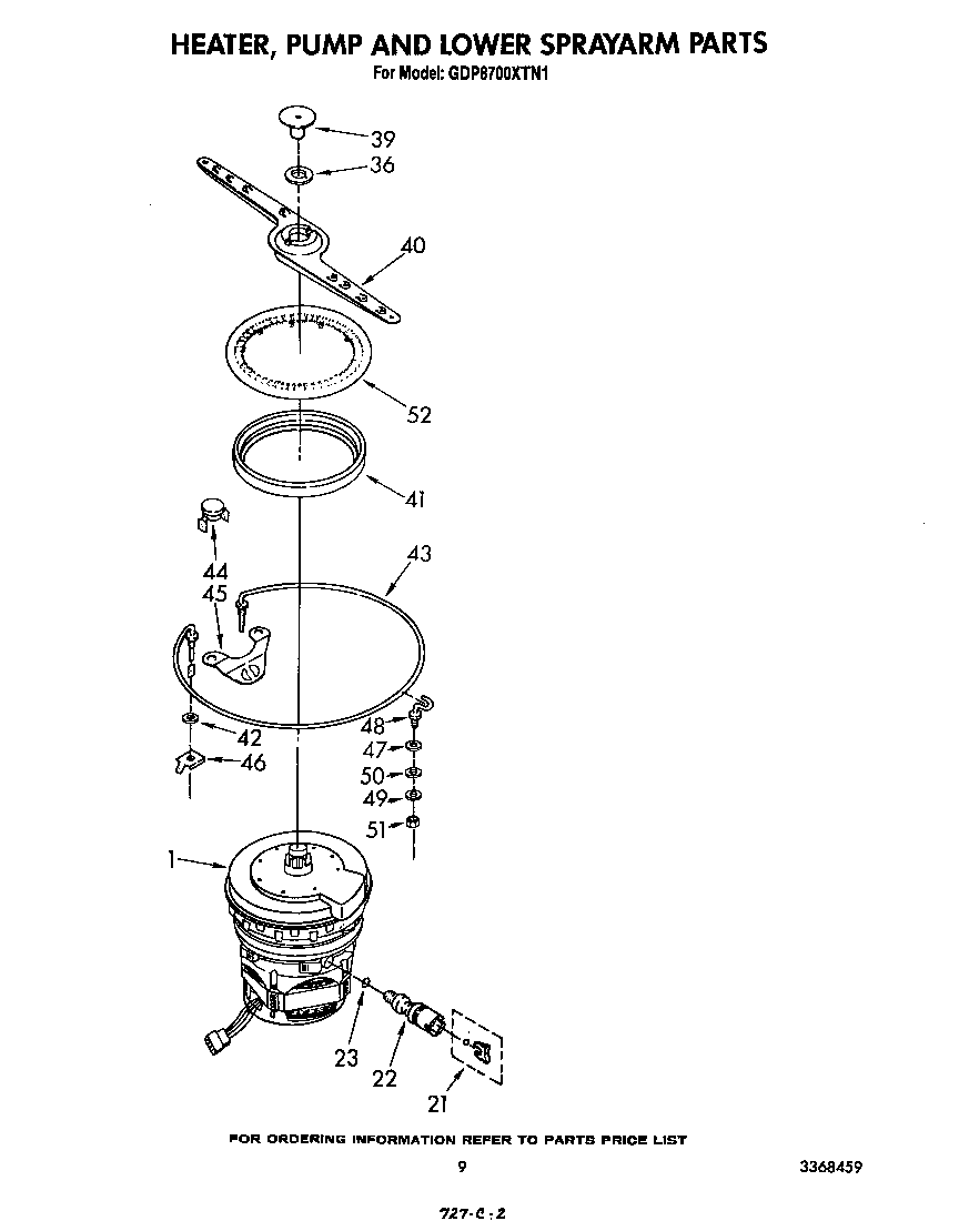 Heater, pump and lower spray arm