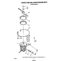 Whirlpool DU7600XS1 heater, pump and lower spray arm diagram