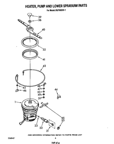 Heater, pump and lower spray arm
