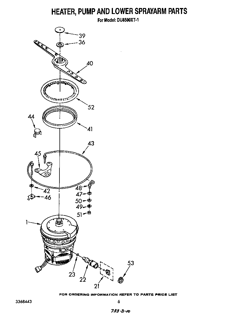 Heater, pump and lower spray arm