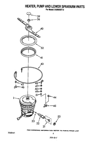 Heater,, pump and lower spray arm
