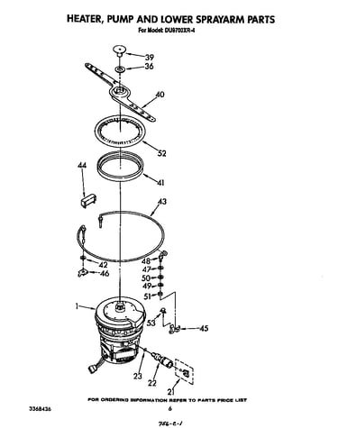 Heater, pump and lower spray arm