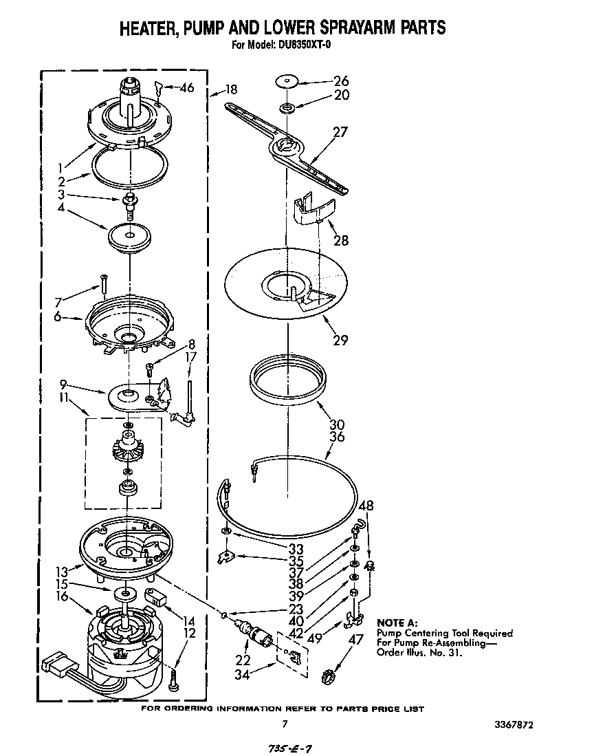 Heater, pump and lower sprayarm