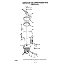 Whirlpool DU9700XT0 heater, pump and lower spray arm diagram