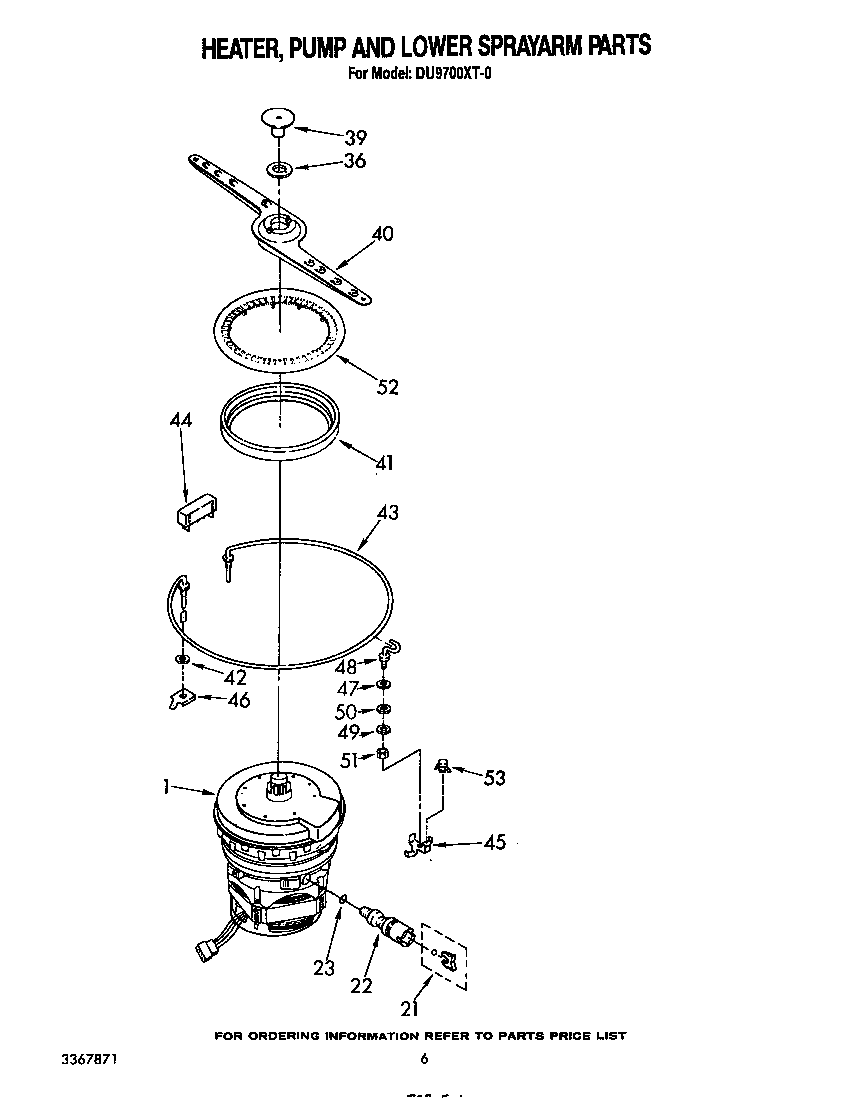 Heater, pump and lower spray arm