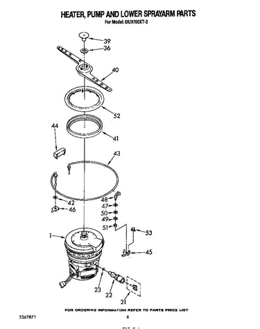 Heater, pump and lower spray arm
