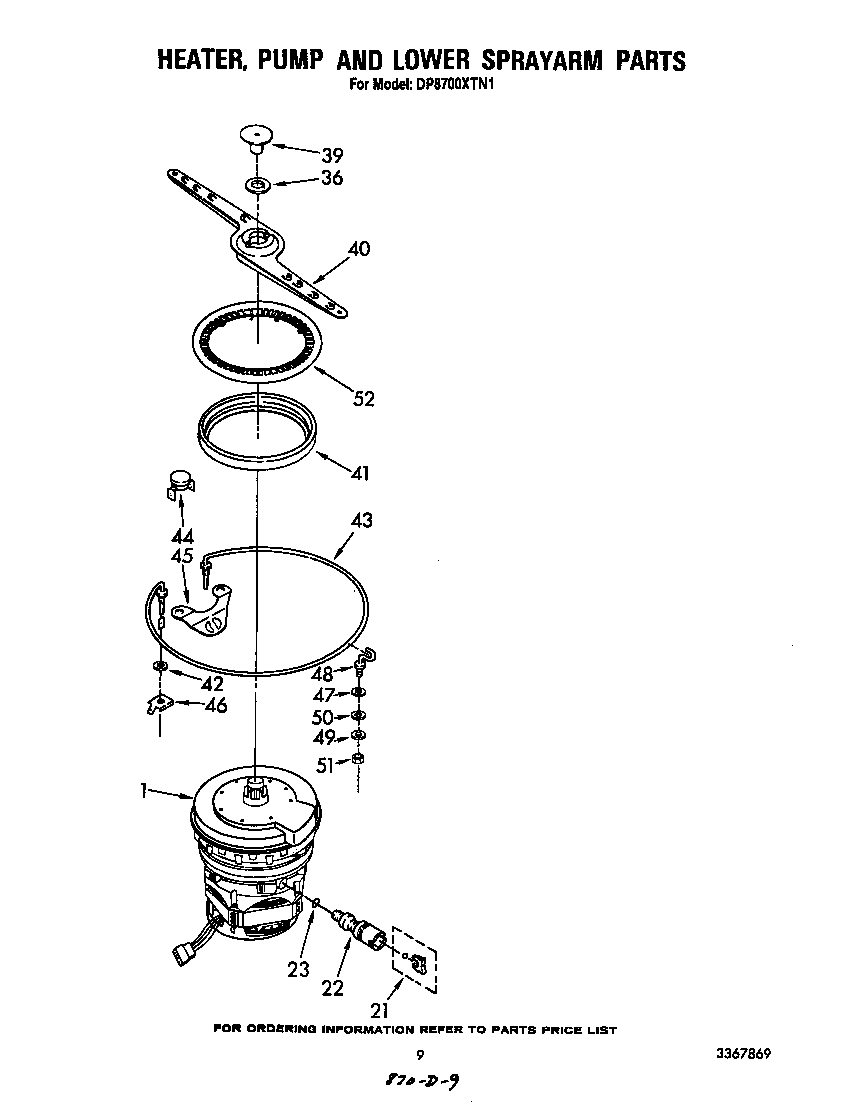 HEATER, PUMP AND LOWER SPRAY ARM