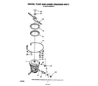Whirlpool DU9000XR2 heater, pump and lower spray arm diagram