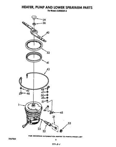 Heater, pump and lower spray arm