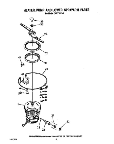 Heater, pump and lower sprayarm