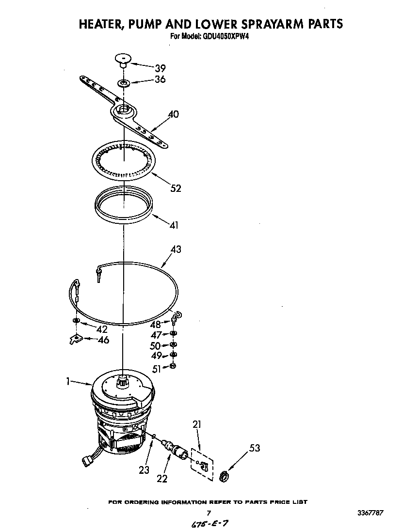 HEATER, PUMP AND LOWER SPRAY ARM