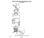 Whirlpool DU8500XT3 heater, pump and lower sprayarm diagram