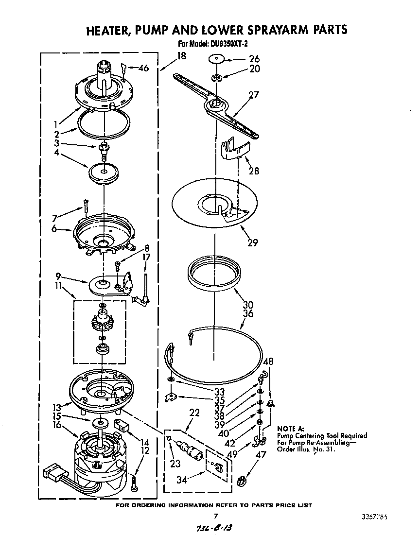 HEATER, PUMP AND LOWER SPRAYARM