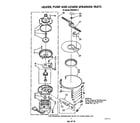 Whirlpool DU8350XT2 heater, pump and lower sprayarm diagram