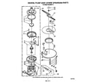 Whirlpool DU8300XT3 heater, pump, and lower spray arm diagram