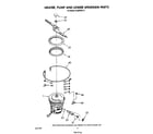 Whirlpool DU8550XT0 heater, pump, and lower spray arm diagram