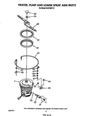 Heater,, pump and lower spray arm