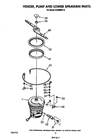 Heater, pump and lower spray arm