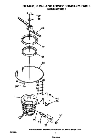 Heater, pump and lower spray arm