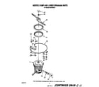 Whirlpool DU9700XR3 heater, pump and lower spray arm diagram