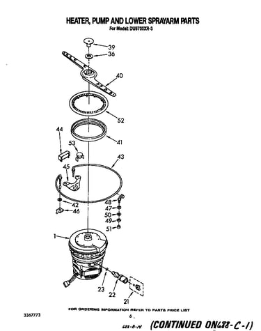 Heater, pump and lower spray arm