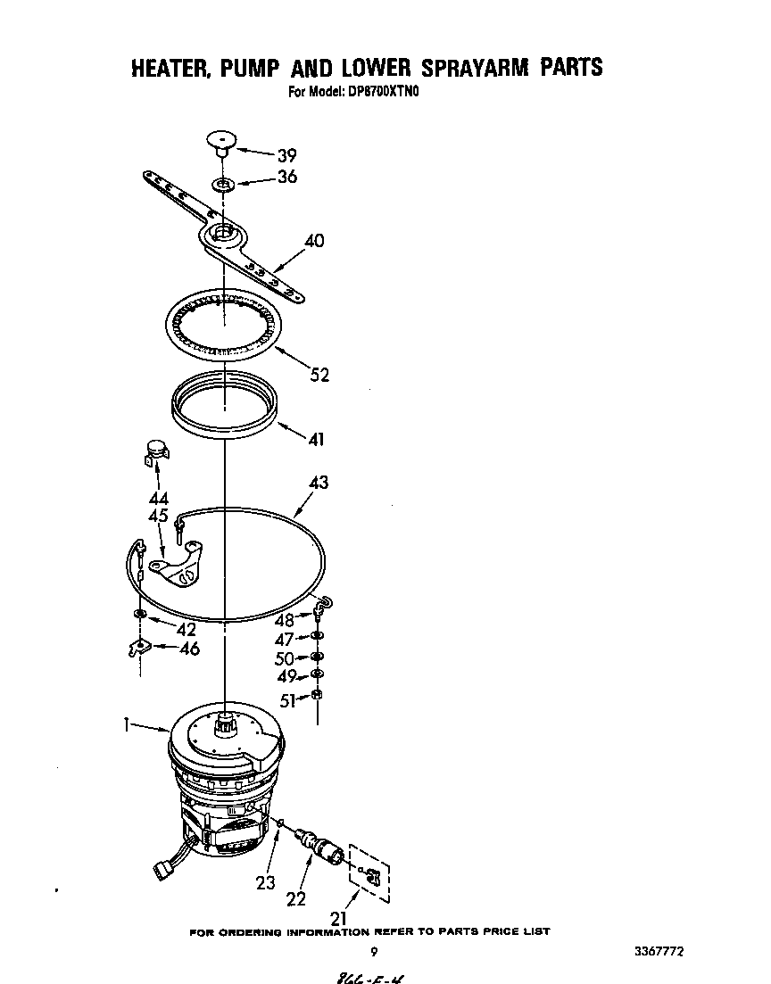 Heater, pump, and lower spray arm
