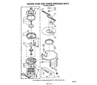 Whirlpool DU8300XT0 heater, pump and lower spray arm diagram