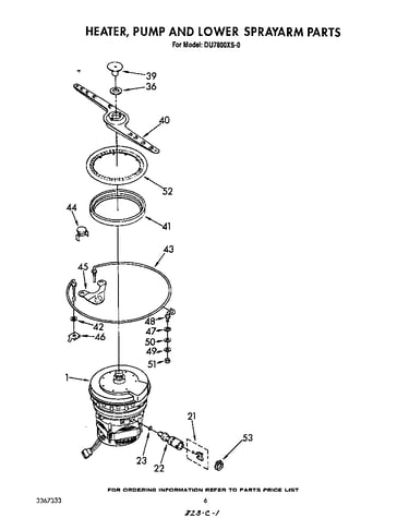 Heater, pump and lower spray arm
