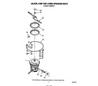 Whirlpool DU9500XS0 heater, pump and lower spray arm diagram