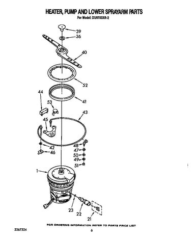 Heater, pump and lower spray arm