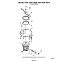 Whirlpool DU5004XM2 heater, pump and lower sprayarm diagram